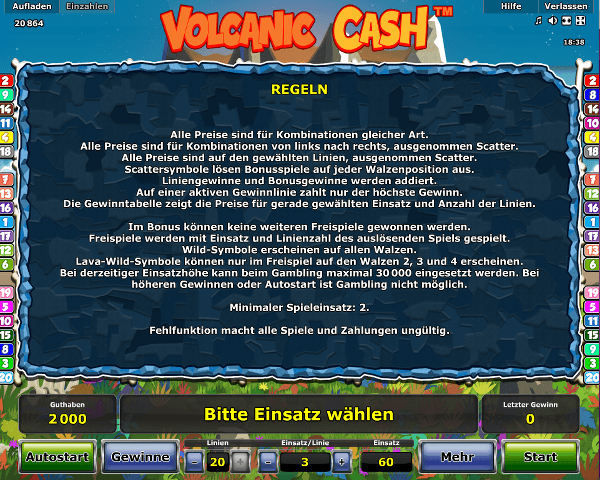 Volcanic Cash Regeln